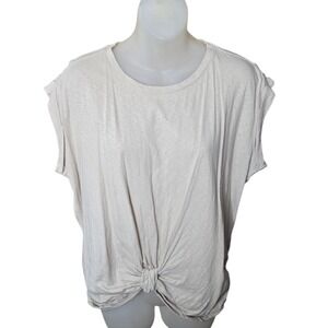 Chicos Womens Minimalist Twist Front Top Size 1 Medium Beige Cotton Earthy